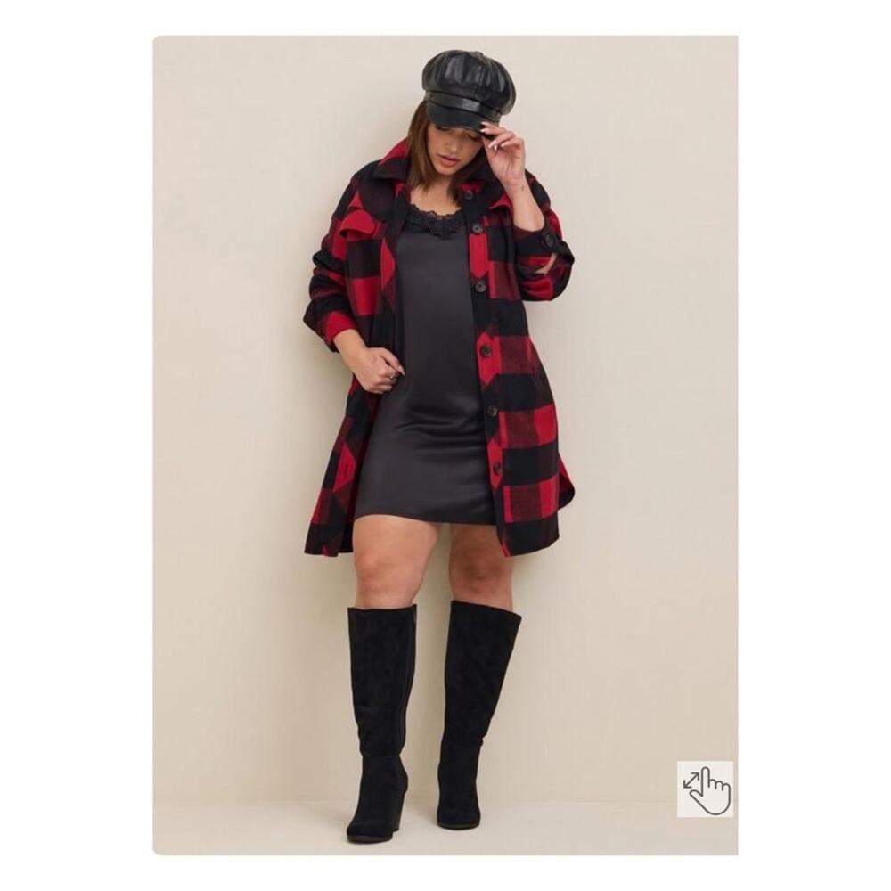 Torrid Black&Red Plaid Wool Relaxed Shacket Sz.2 NWT